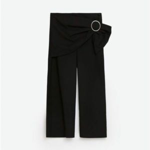 Zara Buckel Belted Trouser Cropped Pants Size L